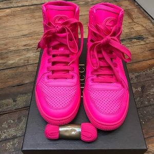 Authentic Neon Pink Gucci Sneakers